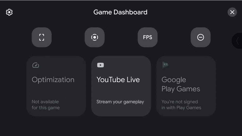 Game dashboard اندروید