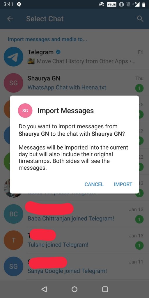 انتقال و ایمپورت چت واتساپ به تلگرام